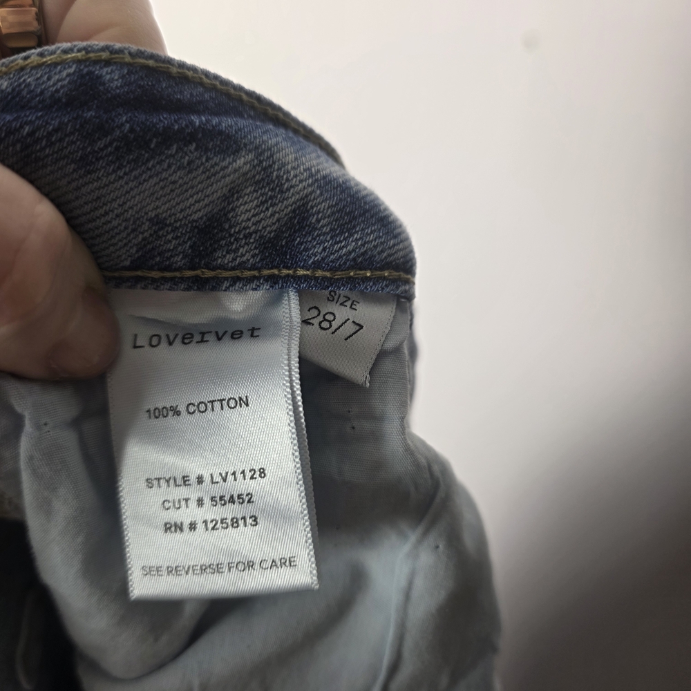Lovervet by Vervet High Rise Straight Leg Jeans 28 Light Wash Raw Hem Distressed - Picture 7 of 8